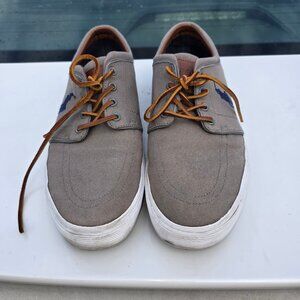 Polo Ralph Lauren Faxon Low Canvas Shoes Gray Men's 12D Pony Logo Leather Laces